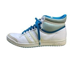 Adidas Sleek White Cream Teal High Top Sneakers Size 8